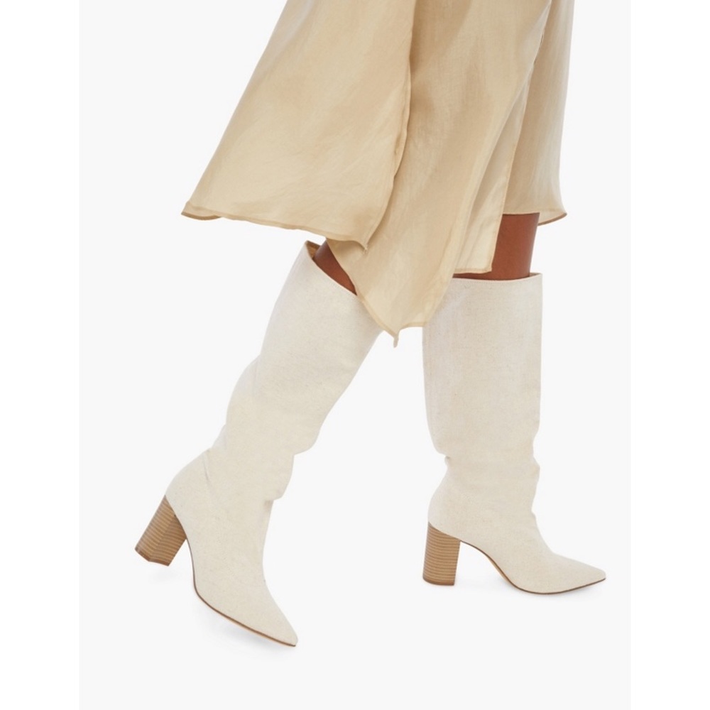 NWT Fiona Slouched Block Heal Boot in Natural, JustFab